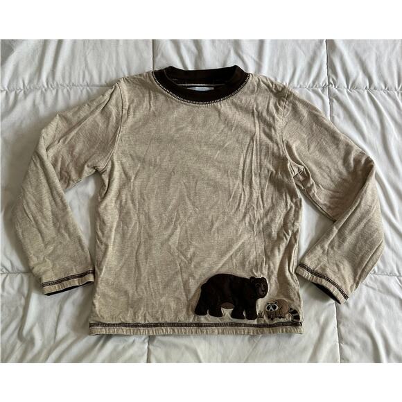 Janie & Jack Reversible Long Sleeve Shirt Stripes Forest Applique - Picture 3 of 5